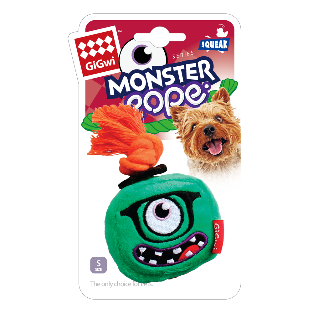 75515 Игрушка для собак Монстр с пищалкой и веревкой 8см, серия MONSTER  ROPE купить оптом в Москве | AMMA